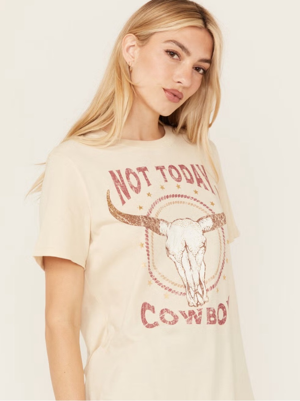 Idyllwind Cream "Not Today Cowboy" Short Sleeve Tee Size Large NWT